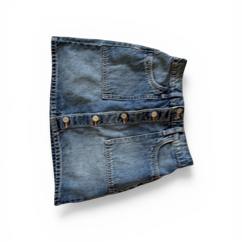 Girl’s Denim Button-Front Mini Skirt - Blue